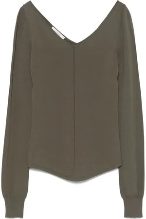 LEMAIRE Stickade tröjor & koftor, Dam, M, Khaki V-Neck Top
