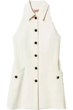 Twin-Set Klänning, Dam, XS, Polyester, Elegant Polyester Klänning med Juvelknappar