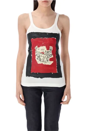 Marni Topp, Dam, S, Bomull, Vit Fawn Print Tank Top
