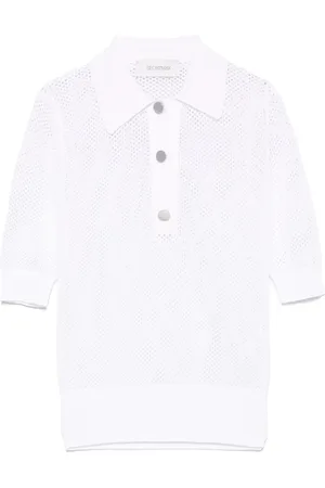 Sportmax Topp, Dam, XS, Vit Knappad Kortärmad Tröja