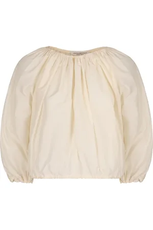 Serafini Blusar & Skjortor , Dam, XS, Bomull, Justerbart Dragsko Hem Gathered Blus