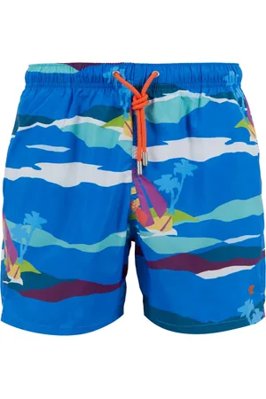 Gallo Badkläder, Herr, 2Xl, Herrblå simshorts med segelbåtsmönster