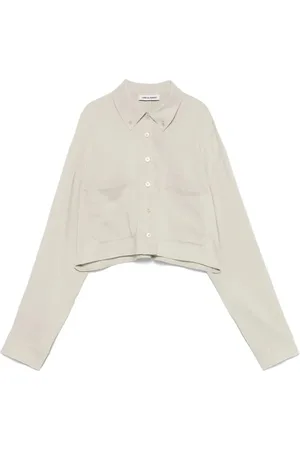 Low Classic Jacka, Dam, M, Linne, Linne Crop Skjorta med Ficka