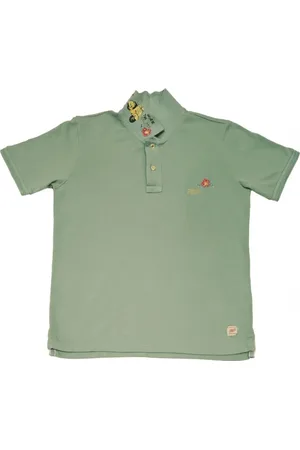 BOB der Bär Topp, Herr, L, Grön kortärmad polo med handmålade detaljer