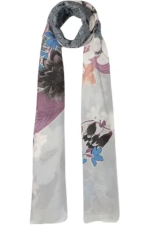 Liu Jo Accessoarer, Dam, ONE Size, Bambu, Blommig fransig sjal