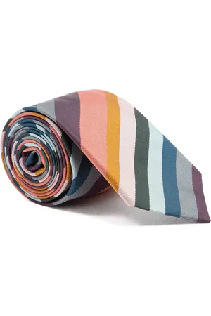 Paul Smith Accessoarer, Herr, ONE Size, Ränderad sidenslips med prickig foder