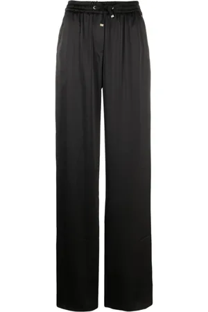 HERNO Byxor, Dam, M, Polyester, Smaragdgrön Satin Rak Byxor