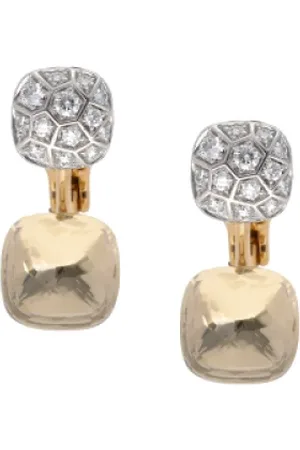 Pomellato Accessoarer, Dam, ONE Size, Nakna Örhängen i Roséguld och Vitt Guld med Vita Topaser och Diamant Pavé