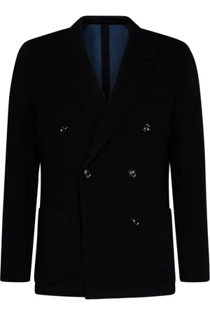 LARDINI Jacka, Herr, L, Kashmir, Svart Cashmere Blend Blazer med Blomsterlogobroch