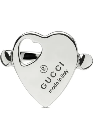Gucci Accessoarer, Dam, 54 MM, Varumärkesring i sterlingsilver med hjärtmotiv