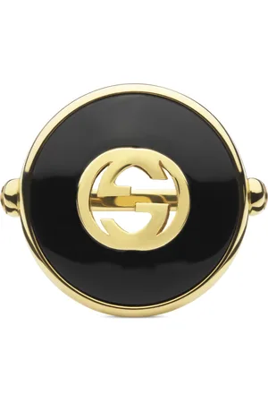 Gucci Accessoarer, Dam, 55 MM, Sammanlänkad ring i gult guld, onyx och diamant