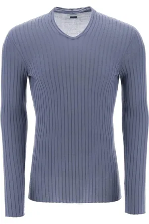 Salvatore Ferragamo Stickade tröjor & koftor, Herr, L, Stilren Stickad Tröja Pullover