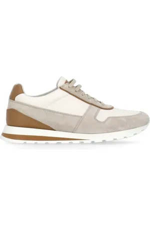 Brunello Cucinelli Skor, Herr, 41 EU, Läder, Ivory Läder Sneakers med Logodetaljer