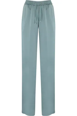 HERNO Byxor, Dam, L, Polyester, Klart Blå Rakbenta Byxor