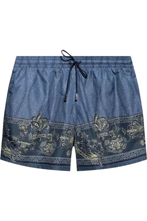 Etro Badkläder, Herr, XL, Blått Blad Swimboxer Shorts