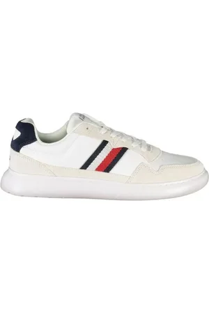 Tommy Hilfiger Skor, Herr, 41 EU, Läder, Vit Läder Sneaker med Broderad Logotyp