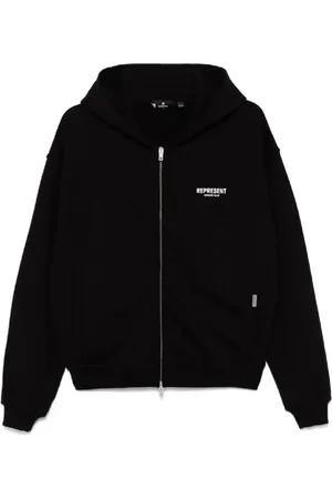 Represent Sweatshirts & Hoodies, Herr, S, Bomull, Svart Zip Hoodie Stilren Bekväm Passform