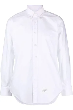 Thom Browne Skjorta, Herr, S, Bomull, Vit Bomull Skjorta med Knappad Krage