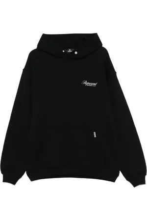 Represent Sweatshirts & Hoodies, Herr, L, Bomull, Svart Script Hoodie Herr Sweatshirt