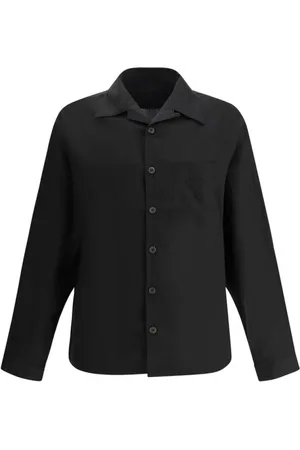 Prada Skjorta, Herr, M, Linne, Svart Linneskjorta med Ficka