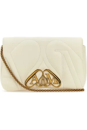 Alexander McQueen Väska, Dam, ONE Size, Läder, Ivory Läder Mini Seal Clutch