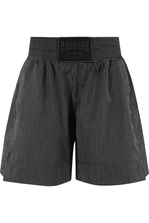 Paco rabanne Shorts, Dam, 2Xs, Randig Elastisk Midja Shorts Svart Vit