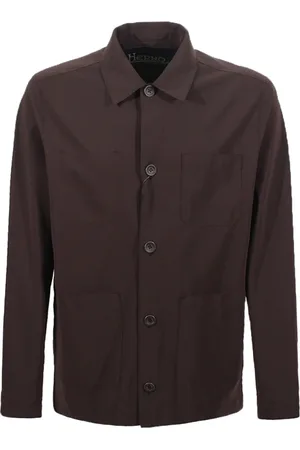 HERNO Skjorta, Herr, 2Xl, Brun Knappad Kappa med Fickor