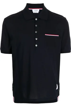 Thom Browne Topp, Herr, L, Bomull, Merceriserad pikétröja med ficka