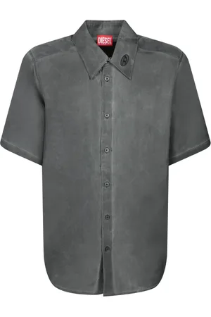 Diesel Skjorta, Herr, L, Marmorerad Grå Twill Skjorta