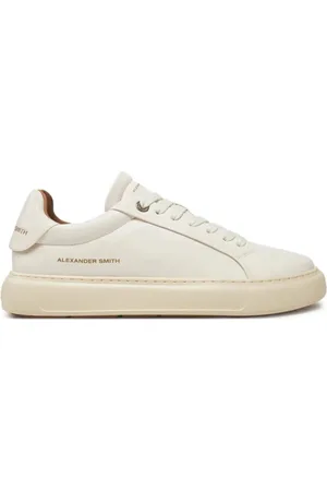 Alexander Smith Skor, Herr, 44 EU, Läder, Vit lädersneaker med guldlogotyp