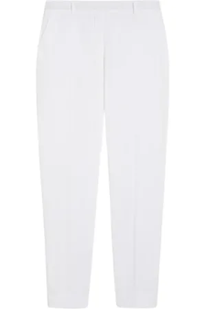 Max Mara Byxor, Dam, XS, Bomull, Vita Cigarettbyxor med Franska Fickor