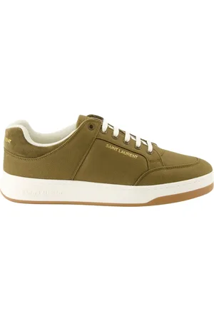 Saint Laurent Skor, Herr, 44 EU, Läder, Grön Khaki Läder och Korgar