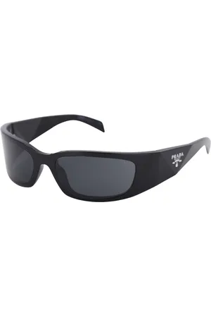 Prada Accessoarer, unisex, L, Stiliga Svarta Smala Mask Solglasögon