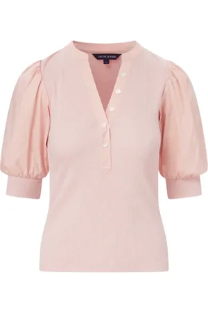 VERONICA BEARD Blusar & Skjortor , Dam, S, Bomull, Rosa Puffärm Henley Topp