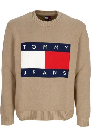Tommy Hilfiger Stickade tröjor & koftor, Herr, M, Bomull, Vintage Camel Melange Bomullsweater