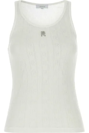 Paco rabanne Topp, Dam, XS, Bomull, Vit Bomull Tanktop