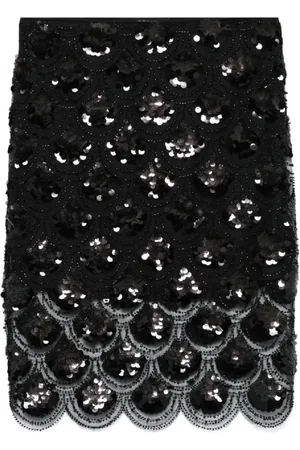 ROTATE Kjol, Dam, 3Xs, Polyester, Elegant Sequins Pennkjol Svart