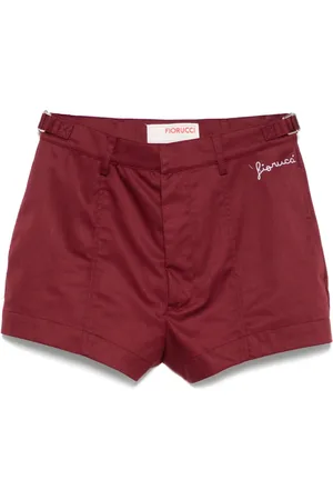 Fiorucci Shorts, Dam, 2Xs, Röda Knäppta Midjekortbyxor