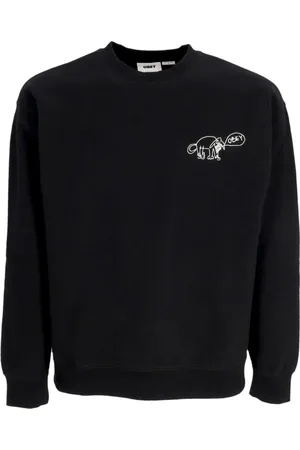 Obey Sweatshirts & Hoodies, Herr, S, Bomull, Svart Hund Doodle Crew Fleece Sweatshirt