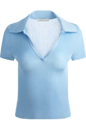 ALICE+OLIVIA Topp, Dam, L, Räfflad kortärmad polotröja