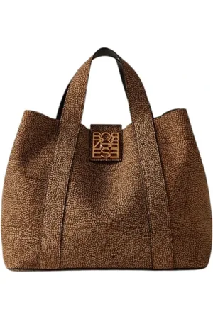 Borbonese Väska, Dam, ONE Size, Mocka, Medium Mocka Shoppingväska med Avtagbar Pouch