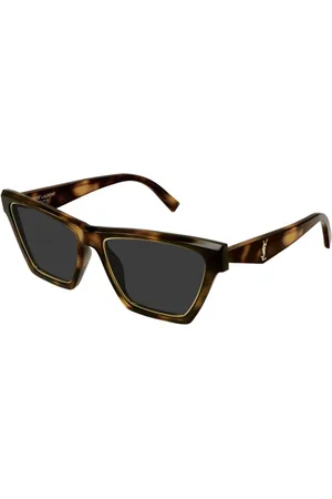 Saint Laurent Accessoarer, unisex, ONE Size, Läder, Klassiska Svarta Läderkantade Solglasögon