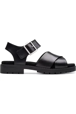 Clarks Skor, Dam, 41 1/2 EU, Läder, Svart Dammsandal - Sommarstil