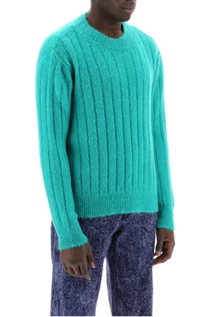 Marni Stickade tröjor & koftor, Herr, M, Borstad Mohair Ribbstickad Tröja