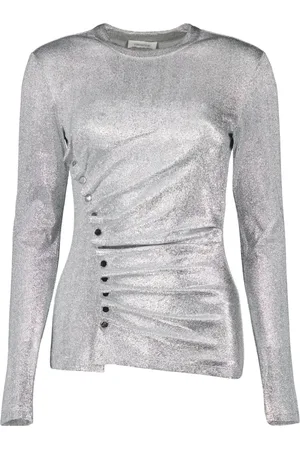 Paco rabanne Topp, Dam, M, Silver Draperad Lurex Topp