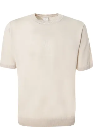 ELEVENTY Stickade tröjor & koftor, Herr, M, Bomull, Kortärmad Crewneck Sweater Sand