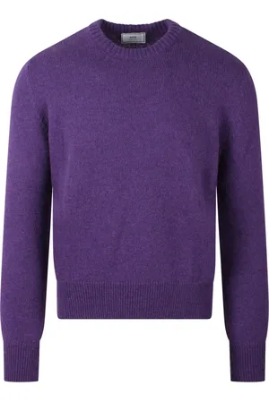 Ami Stickade tröjor & koftor, Herr, S, Räfflad Ull Crewneck Sweater