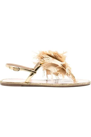 LE SILLA Skor, Dam, 38 EU, Läder, Brun Raffia och Kristall Sandaler