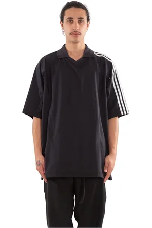Y-3 Topp, Herr, L, Svart Cut Line Fotboll Tee