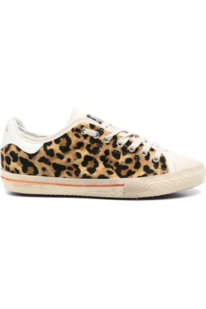 Hidnander Skor, Dam, 35 EU, Polyester, Leopardmönstrade Låga Top Sneakers